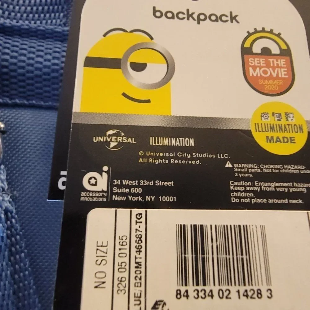Universal Unisex Kids Yellow Blue Illumination Bottle Holder Minion Backpack OS